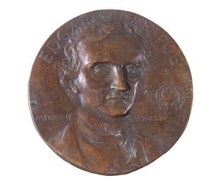 BRONZE ROUNDEL OF EDGAR ALLAN POE FOR THE GROLIER CLUB, NYC