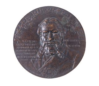 BRONZE ROUNDEL OF JAMES RUSSELL LOVELL FOR THE GROLIER CLUB, NYC