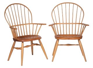 PAIR OF CONTEMPORARY WINSDSOR ARMCHAIRS BY J. BROWN, LINCOLNVILLE, MAINE
