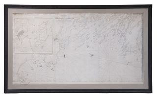 RARE EARLY 19TH C. CHART OF PORTLAND HARBOR W/ BOOK