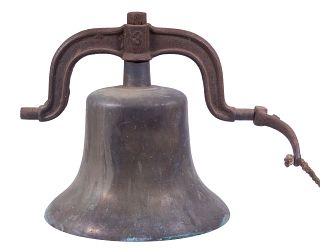LARGE BRONZE RAILROAD LOCOMOTIVE OR STEAMBOAT BELL, FOUND IN MAINE