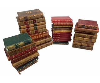 LOT OF THIRTY-FIVE LEATHER BOUND BOOKS