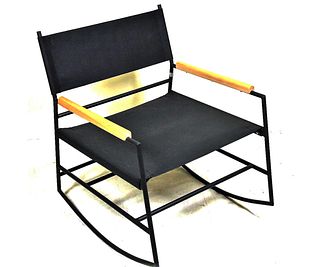 BLACK LEATHER ROCKING CHAIR