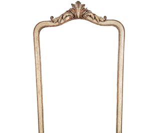 19th CENTURY FRENCH CARVED & PAINTED FRAMED MIRROR