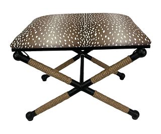 FAUX FAWN PRINT UPHOLSTERED SEAT BENCH