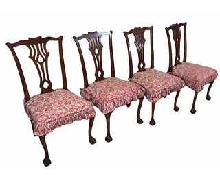 SET OF FOUR ANTIQUE CHIPPENDALE STYLE CHAIRS