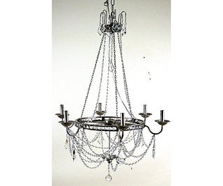 CONTEMPORARY METAL & CRYSTAL SIX LIGHT CHANDELIER