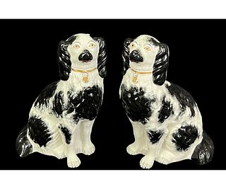 PAIR OF 19th CENTURY STAFFORDSHIRE DOGS