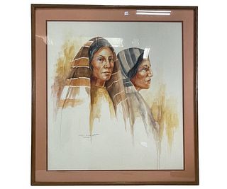 PATRICIA MCALLISTER "SISTERS" WATERCOLOR ON PAPER