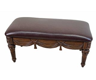 BROWN LEATHER BENCH