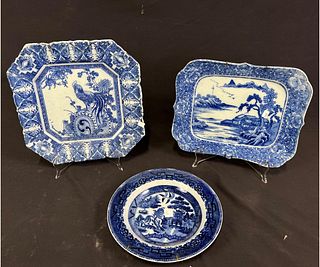 ANTIQUE CHINESE BLUE & WHITE CHARGERS