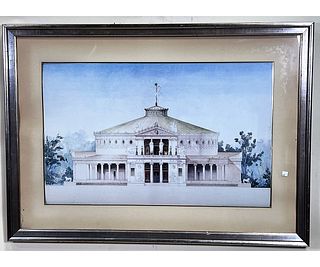 FRAMED & MATTED PRINT OF A CLASSICAL BUILDING