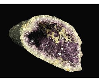 AMETHYST VUG GEODE WITH CALCITE DEPOSITS