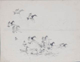 Richard E. Bishop (1887-1975), On The Flats, Drawing and Drypoint