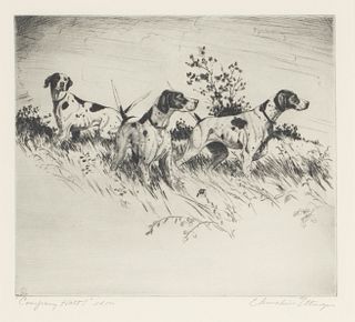 Churchill Ettinger (1903-1984), Two Pointer Etchings (one shown)