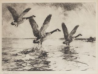 Frank W. Benson (1862-1951), Three Canada Geese