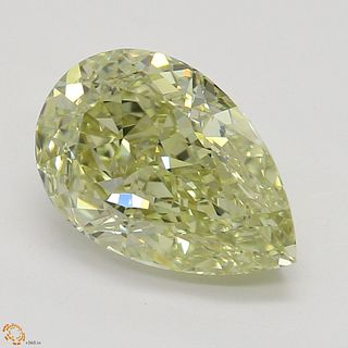 1.70 ct, Natural Fancy Greenish Yellow Even Color, VVS2, Pear cut Diamond (GIA Graded), Appraised Value: $35,700 