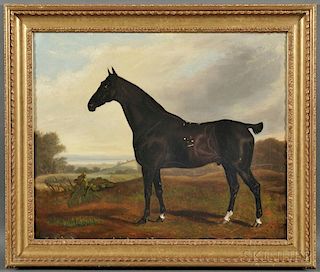 School of William Shaw (British, 18th Century)      Standing Racehorse in a Landscape