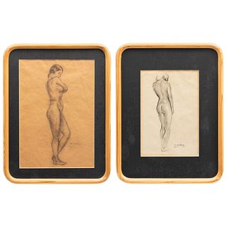 ARMANDO GARCÍA NÚÑEZ MÉXICO, (1883-1965) PAR DE DESNUDOS FEMENINOS Lápiz sobre papel Firmados: AG Nuñez 25 x 18 cm En 1...