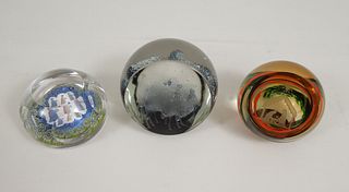 (3) Art Glass Nativity Paperweights.
