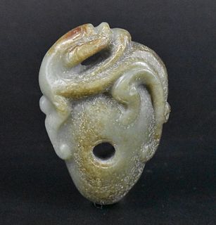 Chinese Jade Carving Toggle w/Chi-Dragon,Ming D.