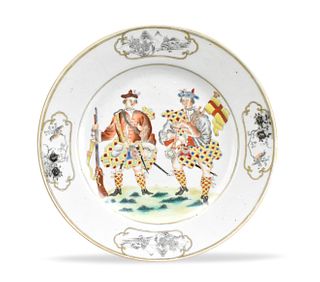Chinese Export Scotsman Enamel Plate,18th C.