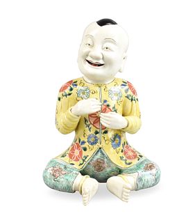 Chinese Famille Verte Porcelain Boy, Kangxi Period
