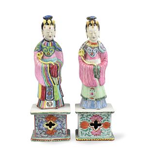 Pair of Chinese Famille Rose Lady Figure,19th C.
