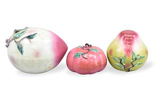 Group of 3 Porcelain Peach Fruits, Qing Dynasty