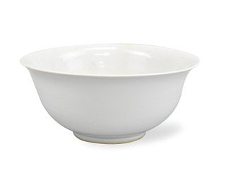 Large Chinese White Glazed Bowl, 19th C.