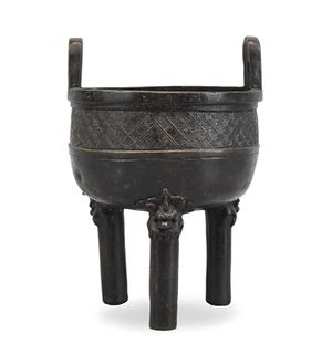 Chinese Bronze Tripd Ding Censer, 17/18th C.