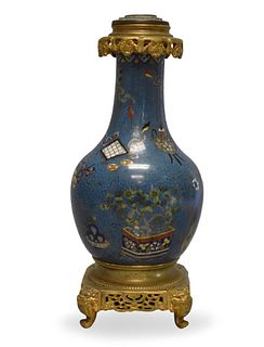 Chinese Mounted Cloisonne Vase w/ Antiques,18th C.