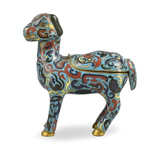 Chinese Cloisonne Covered Goat Figure, Qing D.