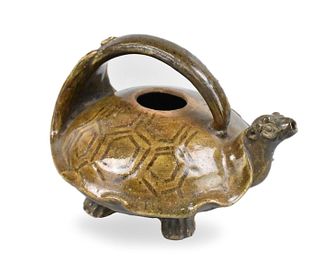 Chinese Green Glazed Turtle Shaped Urn, Han D.