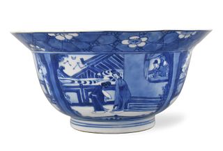 Chinese Blue & White Bowl w/ Figure, Kangxi Period