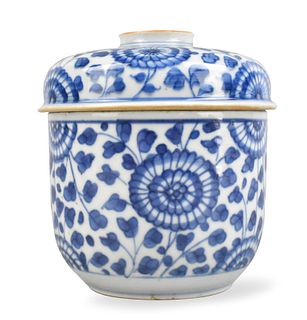 Chinese Blue & White Covered Jar, Kangxi Period