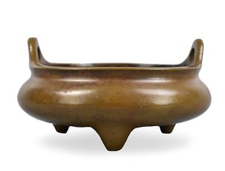 Chinese Bronze Cast Tripod Censer, Qing Dynasty