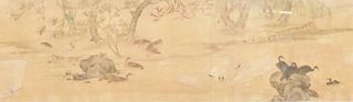 Chinese Silk Painting of Birds in River, Qing D.