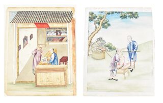 2 Chinese Canton Painting of Figures, 19/20th C.