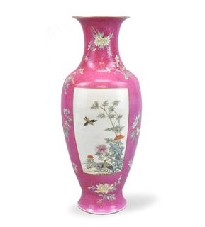 Chinese Carmine Red Famille Rose Vase, ROC Period