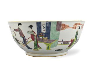 Large Chinese Famille Rose & Iron Red Bowl, 19th C