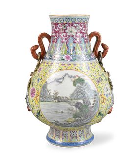 Chinese Famille Rose Zun Vase w/ Landscape,19th C.