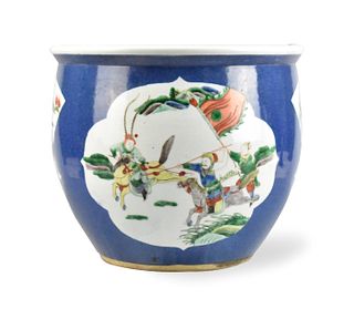 Chinese Blue & Famille Verte Jardinaire,19th C.