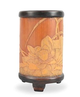 Chinese Bamboo Carved Brushpot, Qing Dynasty