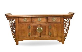 Large Chinese Boxwood 3 Drawer Altar Table,Qing D.
