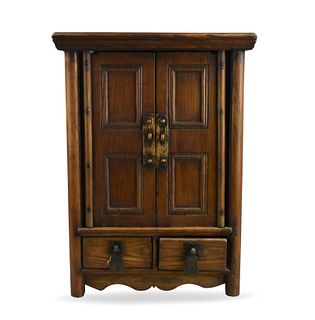 Small Chinese Wood Cabinet w/ Locker,Qing Dynasty