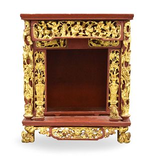 Chinese Gilt Lacquered Wood Shrine