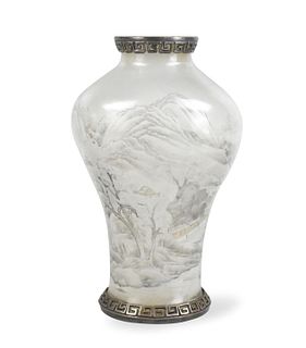 Chinese Reverse Painting Peking Glass Vase,19th C.