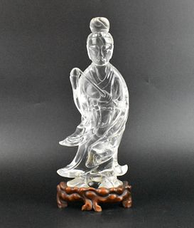 Chinese Rock Crystal Figure of Guanyin, Qing D.