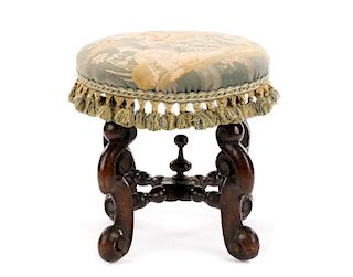 William & Mary Stained Walnut Stool, 18th C.